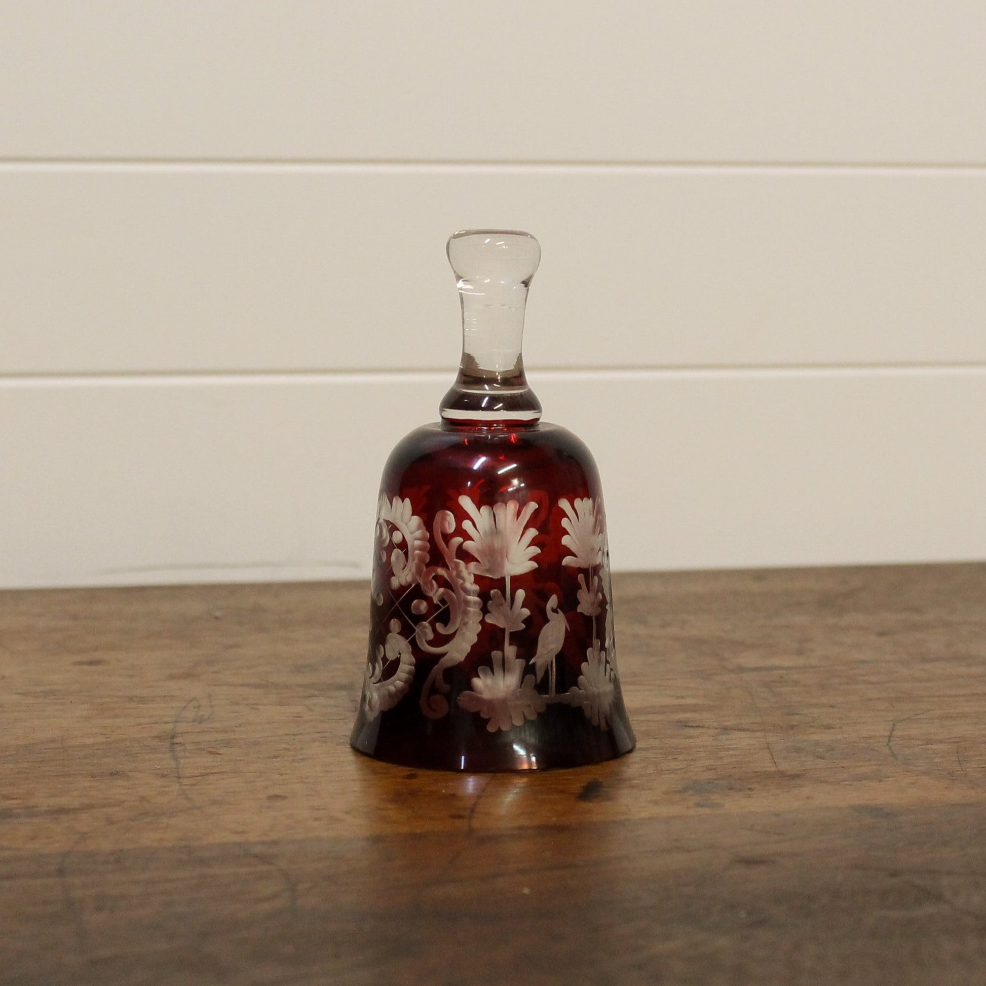 Vintage Egermann Bohemian Glass Bell - Ruby Red Changing Thymes of West Michigan