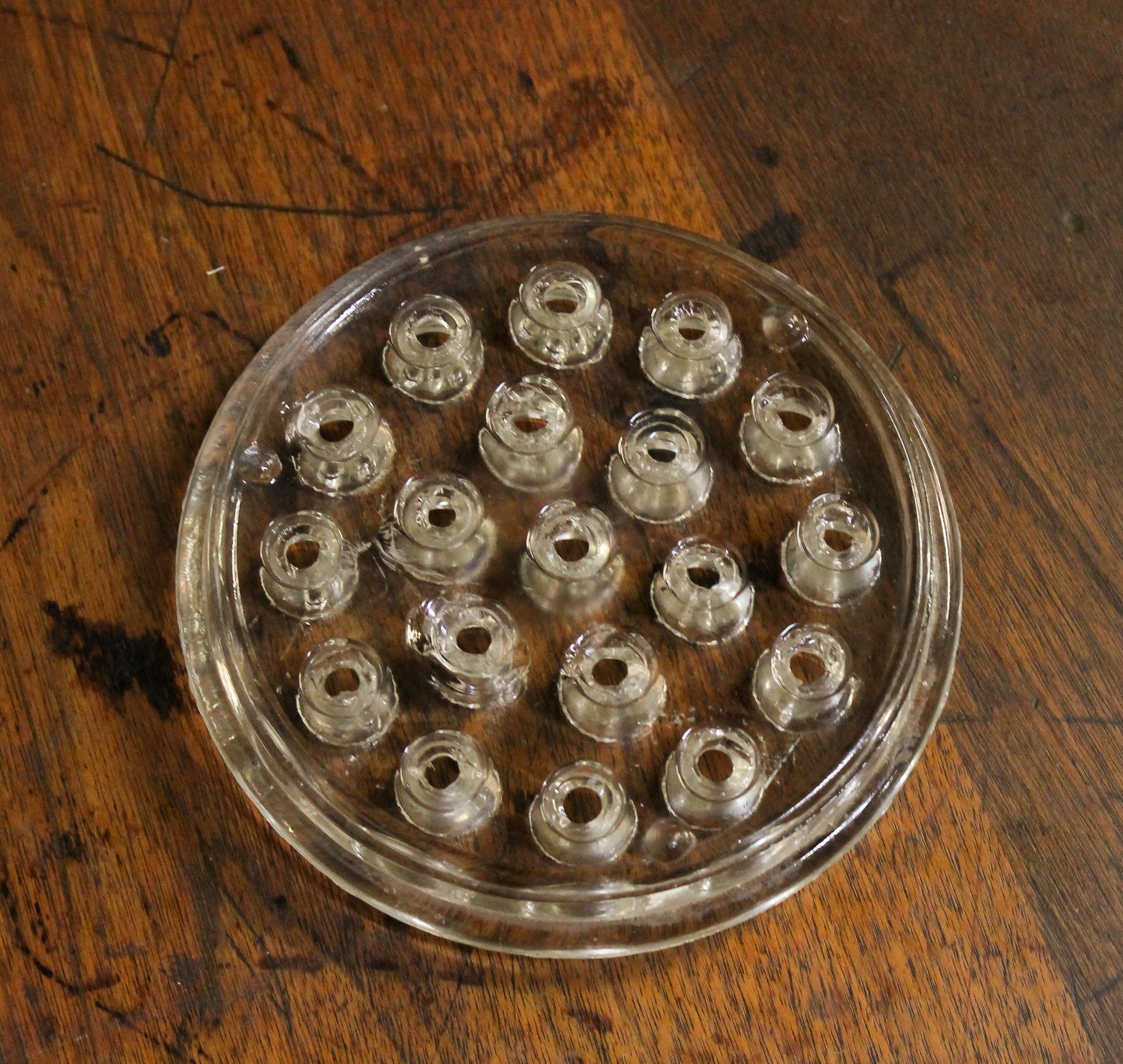 Vintage Clear Glass Flower Frog (Kenza) 19 holes Changing Thymes of West Michigan