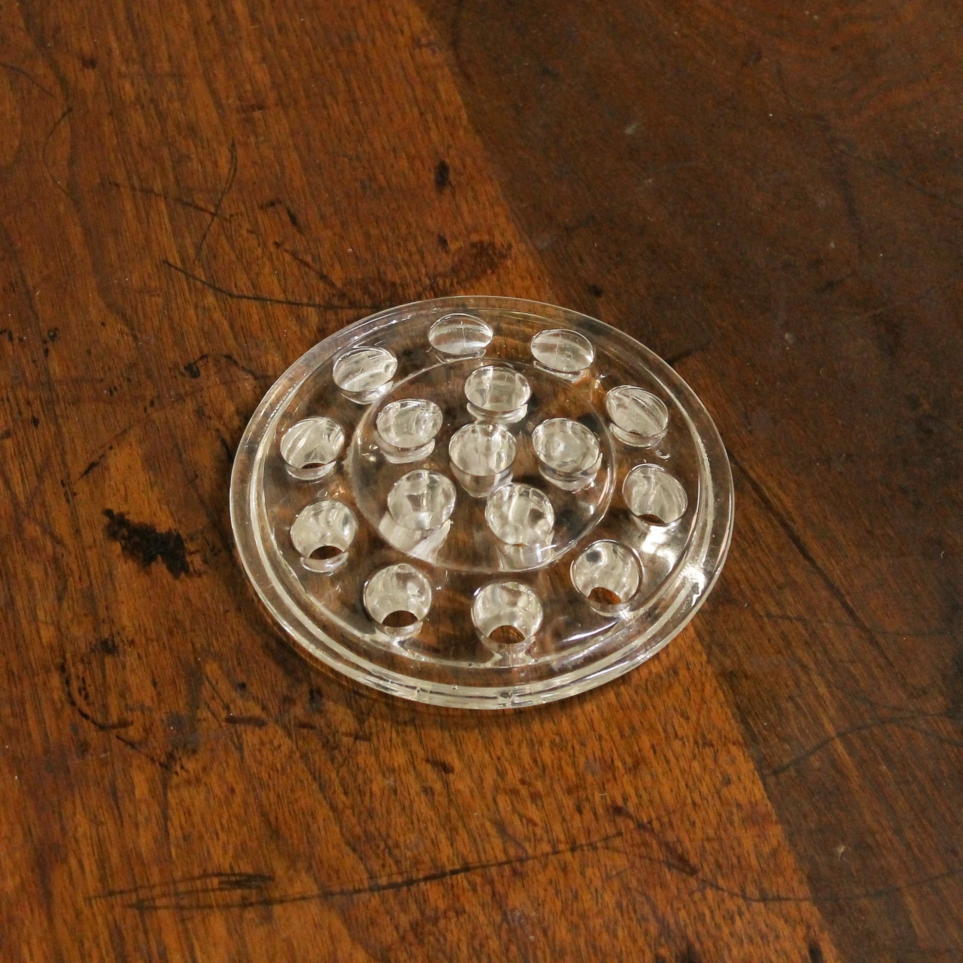 Vintage Clear Glass Flower Frog (Kenzan) 16 holes Changing Thymes of West Michigan