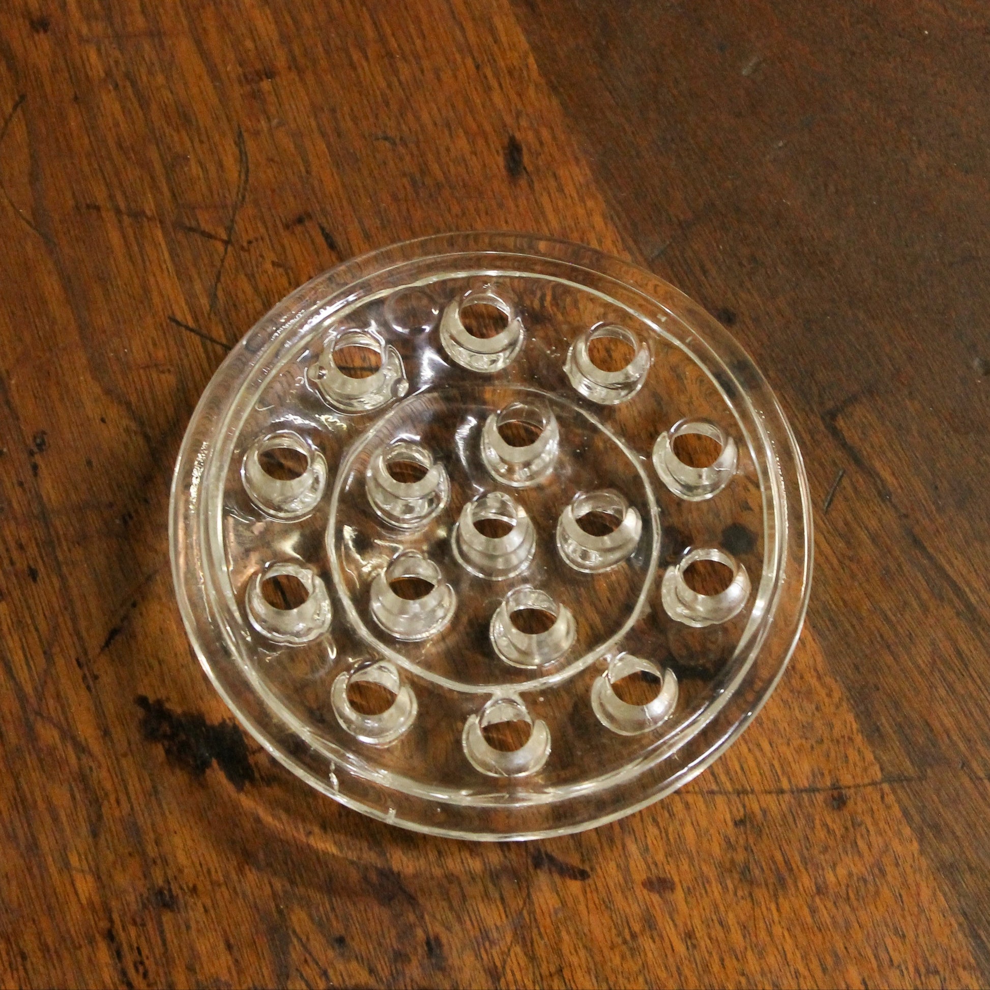 Vintage Clear Glass Flower Frog (Kenzan) 16 holes Changing Thymes of West Michigan