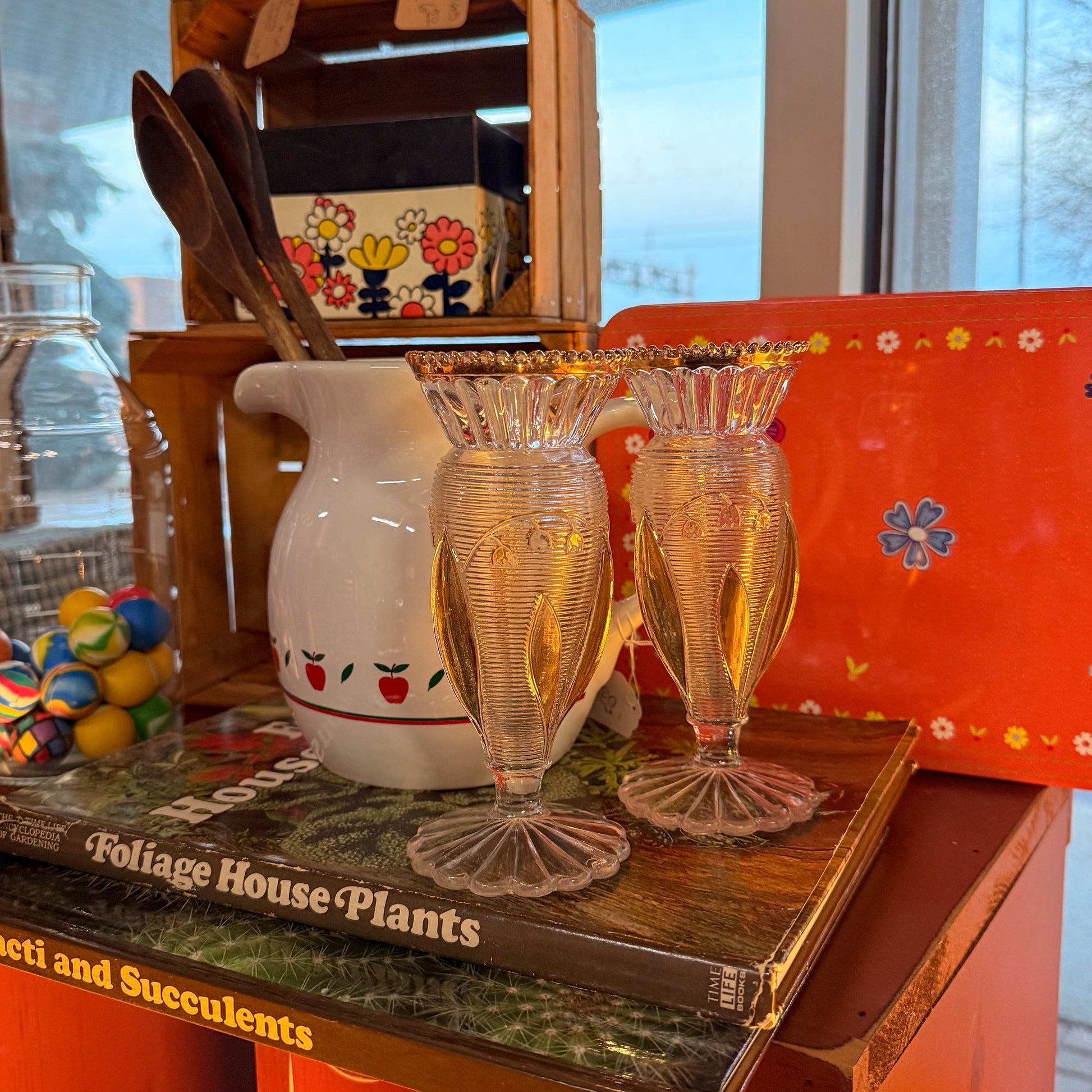 EAPG Gold Gilt Lily Vase United States Glass Company Set