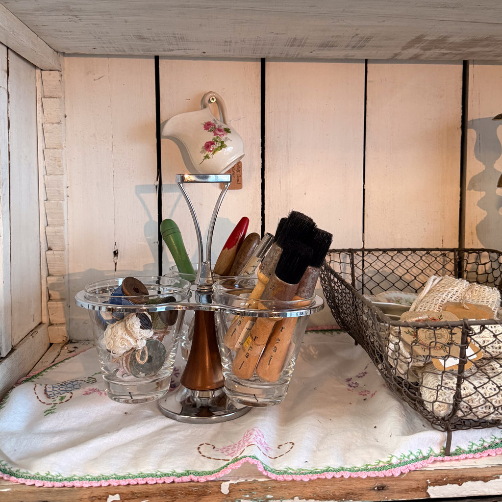 Vintage MCM Triple Carousel Condiment Server