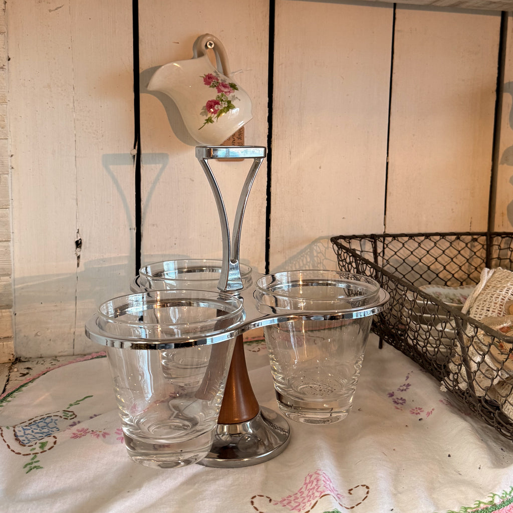 Vintage MCM Triple Carousel Condiment Server