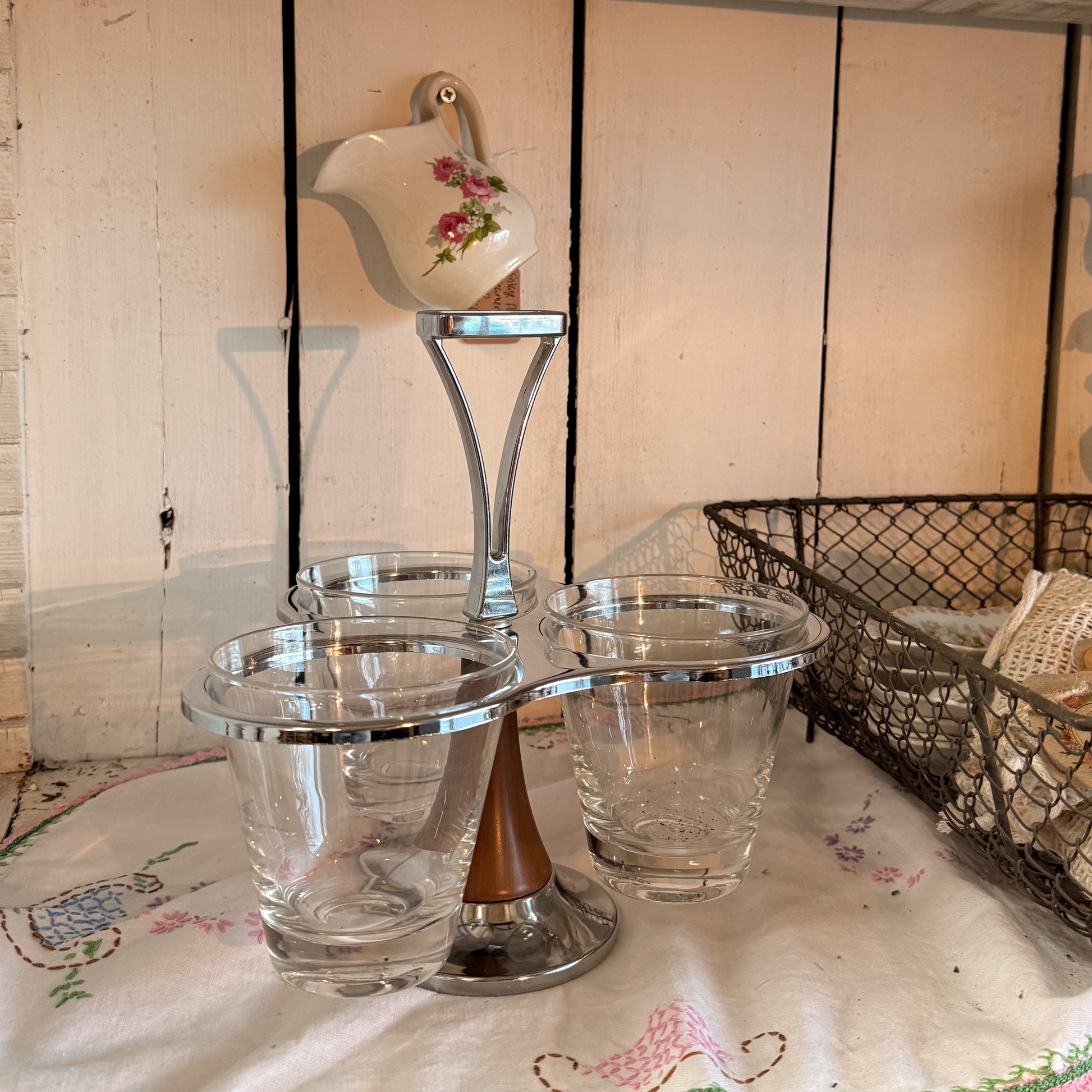 Vintage MCM Triple Carousel Condiment Server