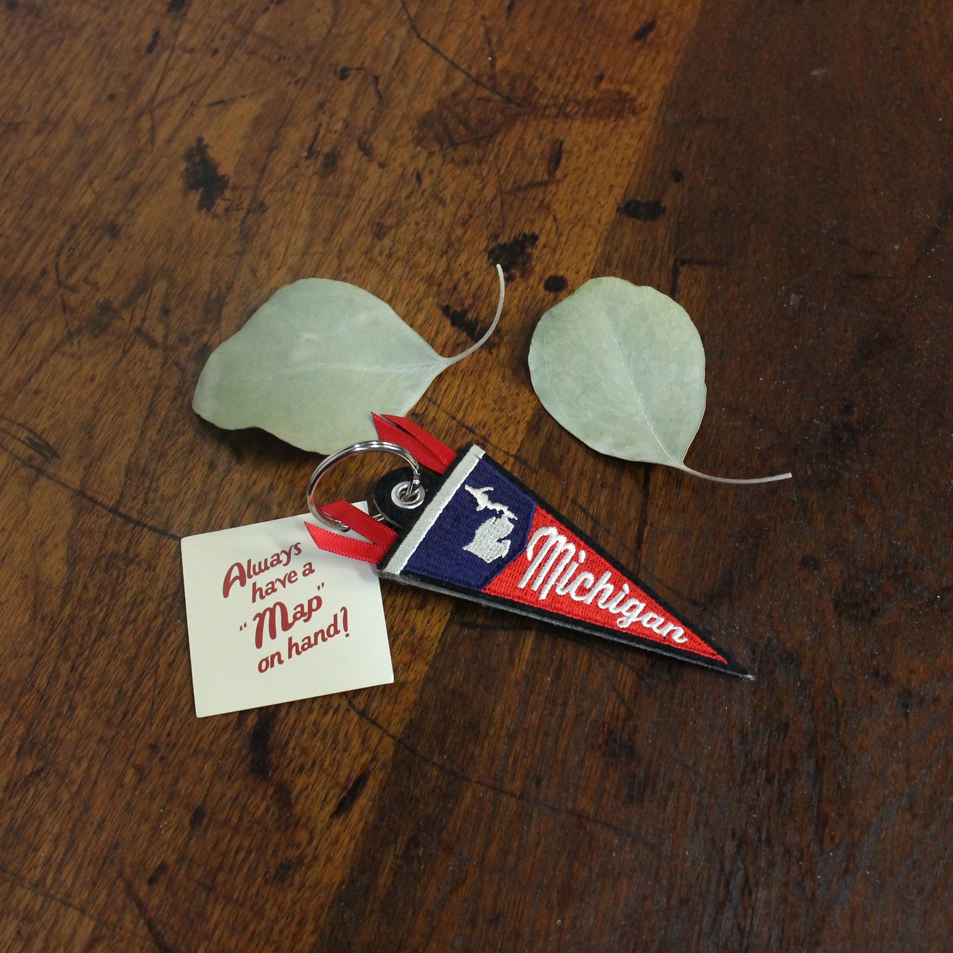 Michigan Pennant Key Chain Changing Thymes of West Michigan