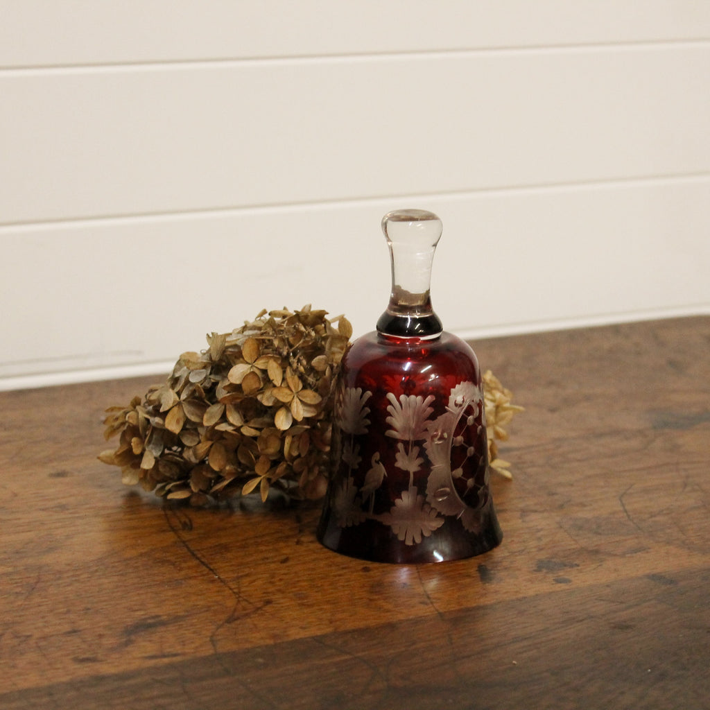 Vintage Egermann Bohemian Glass Bell - Ruby Red Changing Thymes of West Michigan