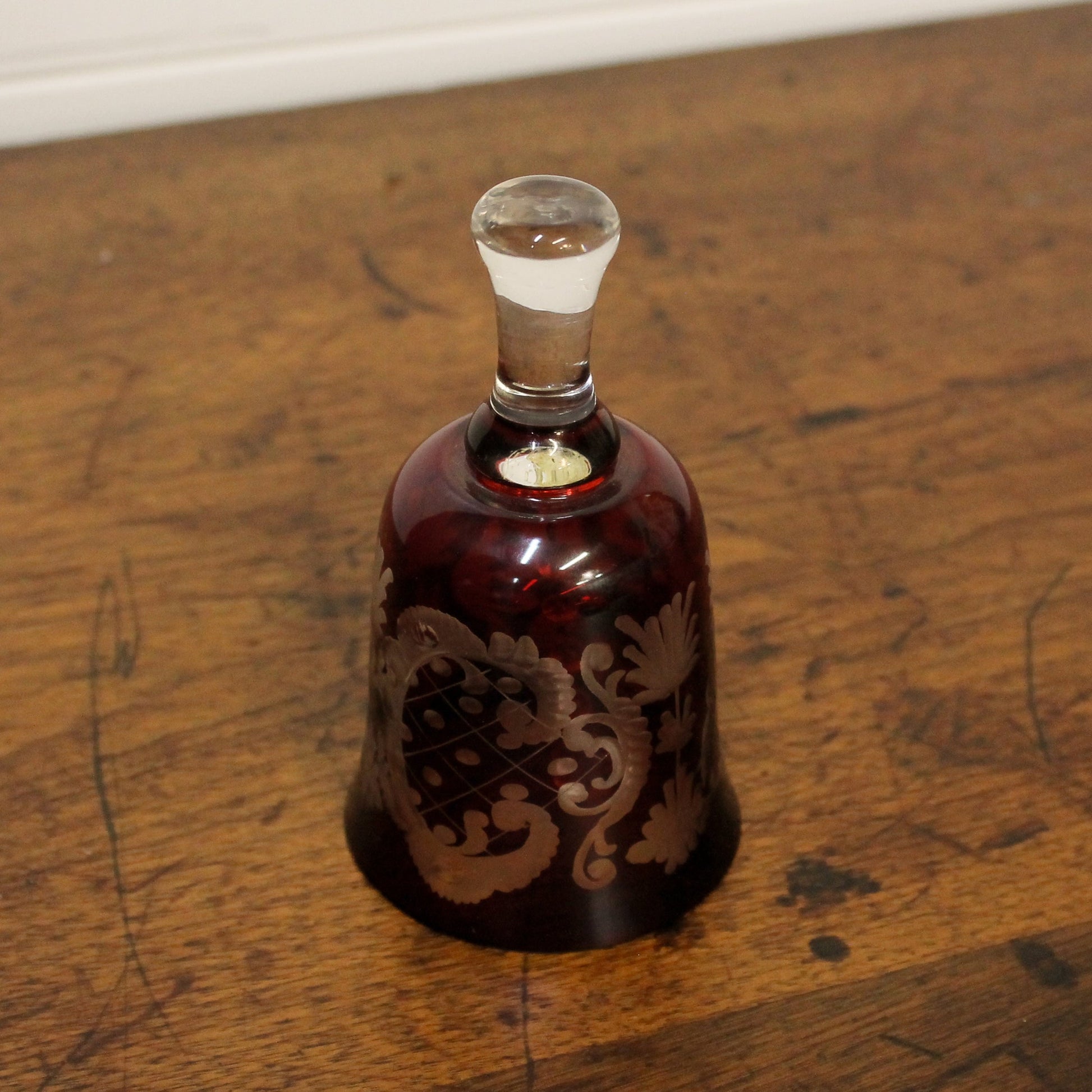 Vintage Egermann Bohemian Glass Bell - Ruby Red Changing Thymes of West Michigan