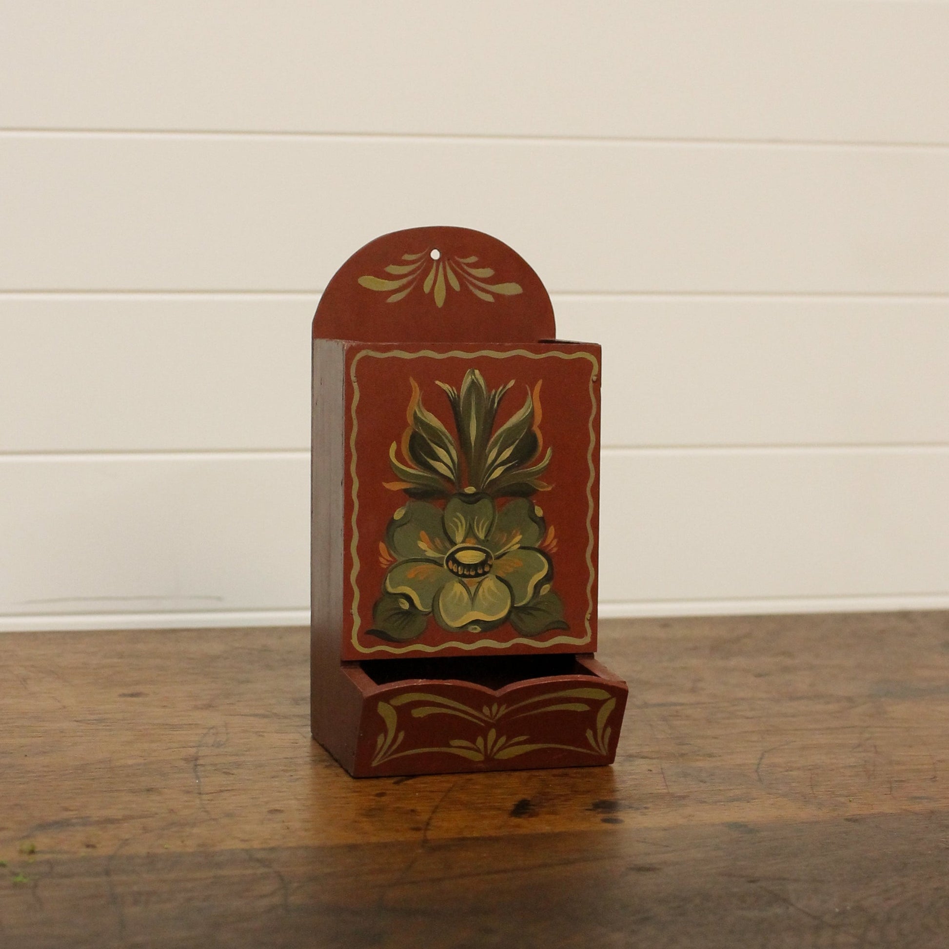 1971 Folk Art Wood Wall Matchbox Holder Changing Thymes of West Michigan