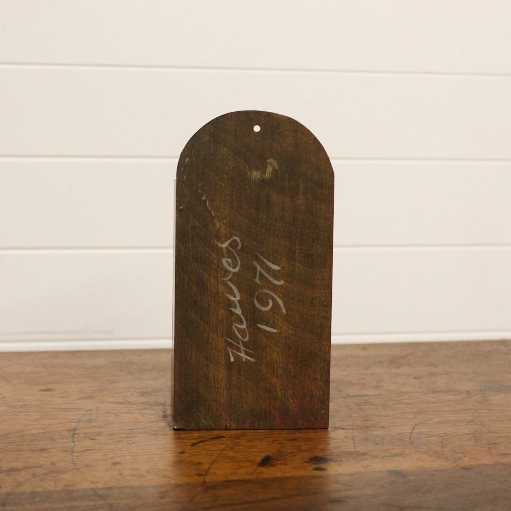 1971 Folk Art Wood Wall Matchbox Holder Changing Thymes of West Michigan