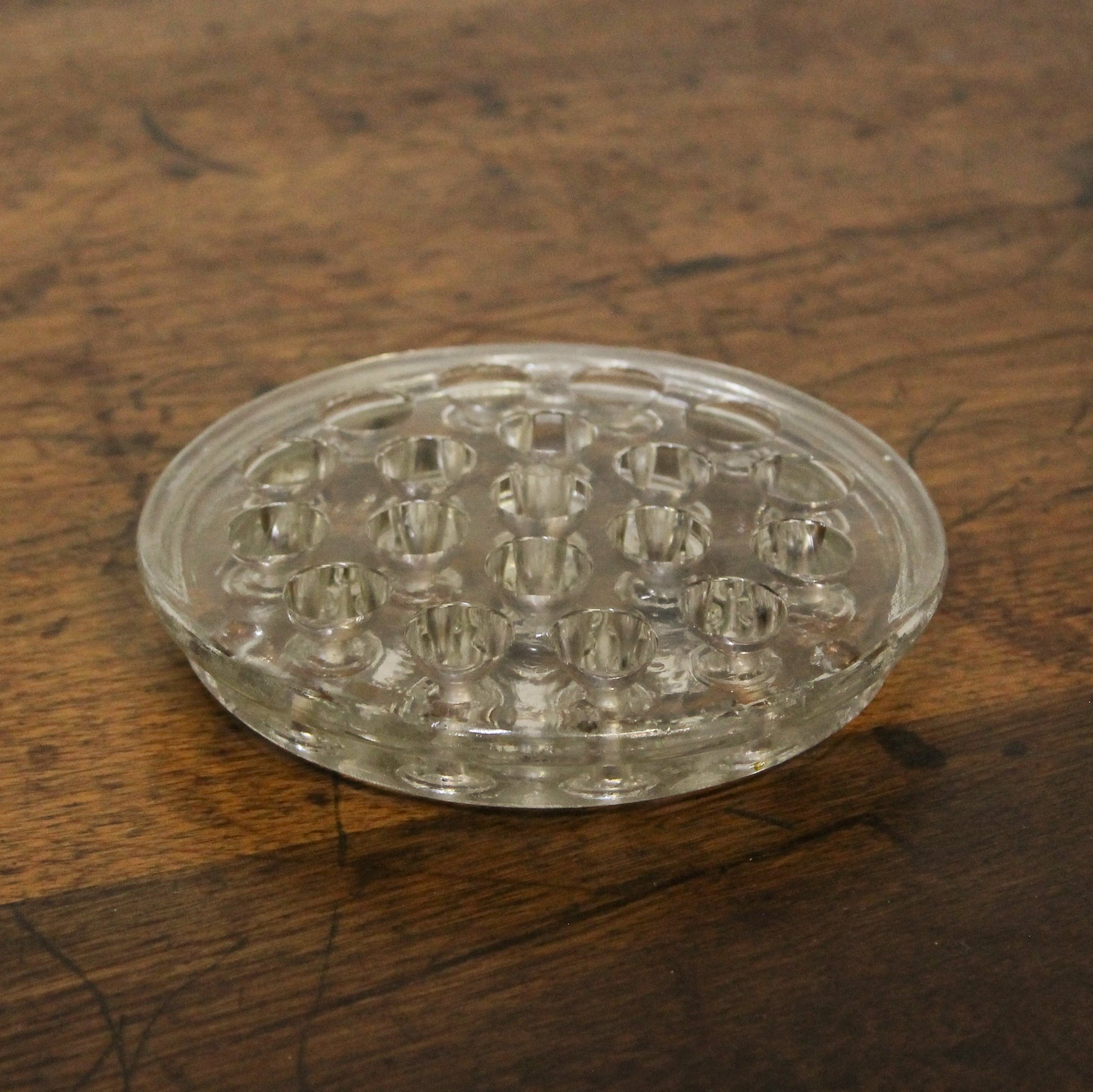 Vintage Clear Glass Flower Frog (Kenza) 19 holes Changing Thymes of West Michigan