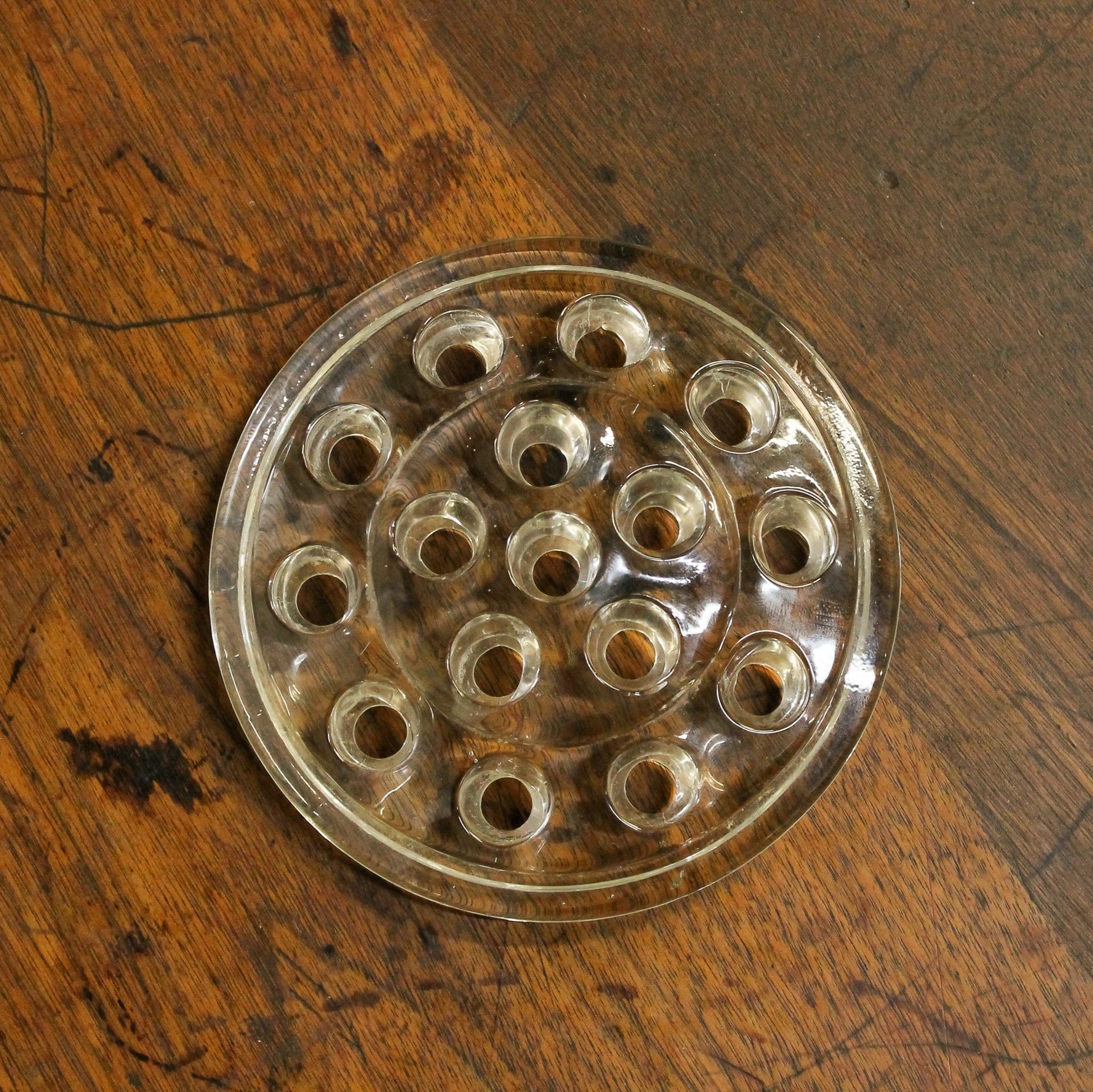 Vintage Clear Glass Flower Frog (Kenzan) 16 holes Changing Thymes of West Michigan