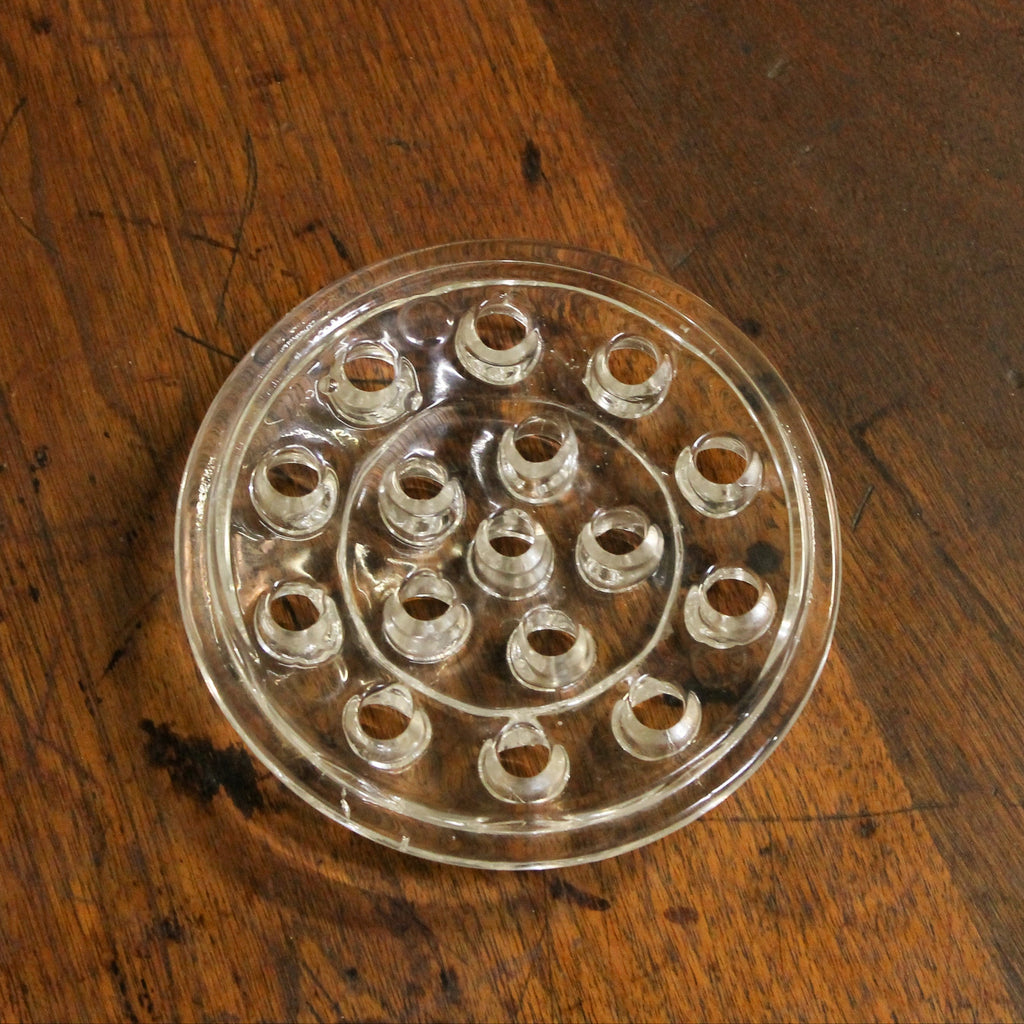 Vintage Clear Glass Flower Frog (Kenzan) 16 holes Changing Thymes of West Michigan
